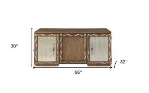 Homeroots 32" Brown Executive Desk With Two Cabinets   348660