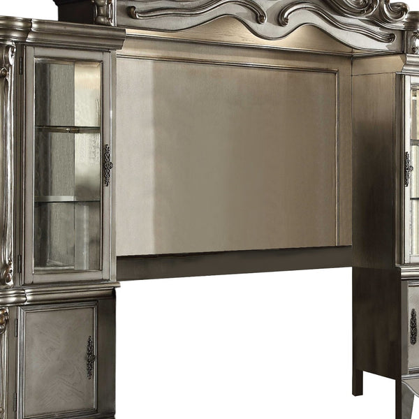 Homeroots 118" Platinum Solid Wood Floating Mount Entertainment Center  Solid Wood 348662