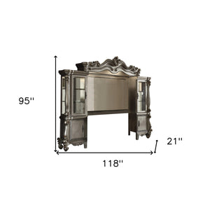 Homeroots 118" Platinum Solid Wood Floating Mount Entertainment Center  Solid Wood 348662