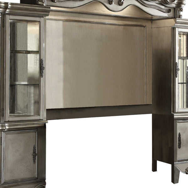 Homeroots 118" Platinum Solid Wood Floating Mount Entertainment Center  Solid Wood 348662