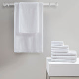 510 Design Big Bundle Casual 100% Cotton Quick Dry 12 Piece Bath Towel Set 5DS73-0200 White