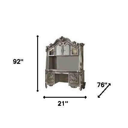 Homeroots 21" Platinum Solid Wood Peninsula Wall Mounted Computer Desk With Four Cabinets Five Drawers   348665
