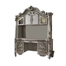 Homeroots 21" Platinum Solid Wood Peninsula Wall Mounted Computer Desk With Four Cabinets Five Drawers   348665