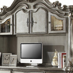 Homeroots 21" Platinum Solid Wood Peninsula Wall Mounted Computer Desk With Four Cabinets Five Drawers   348665