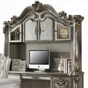 Homeroots 21" Platinum Solid Wood Peninsula Wall Mounted Computer Desk With Four Cabinets Five Drawers   348665