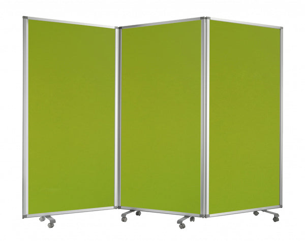 Homeroots 71" Green Iron Folding Three Panel Screen Room Divider  Metal 348667