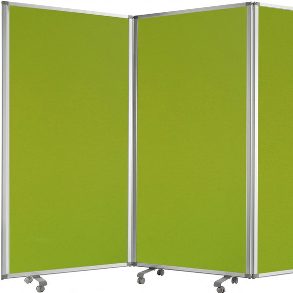 Homeroots 71" Green Iron Folding Three Panel Screen Room Divider  Metal 348667
