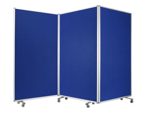 Homeroots 71" Blue Iron Folding Three Panel Screen Room Divider  Metal 348668