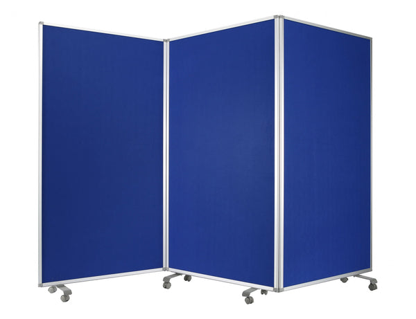 Homeroots 71" Blue Iron Folding Three Panel Screen Room Divider  Metal 348668