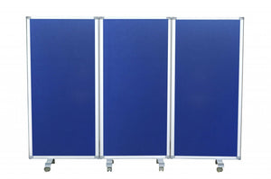 Homeroots 71" Blue Iron Folding Three Panel Screen Room Divider  Metal 348668