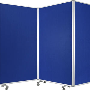 Homeroots 71" Blue Iron Folding Three Panel Screen Room Divider  Metal 348668