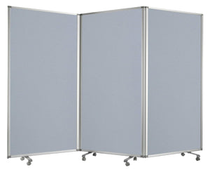 Homeroots 71" Gray Iron Folding Three Panel Screen Room Divider  Metal 348669