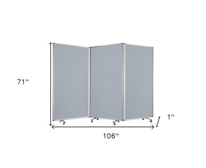 Homeroots 71" Gray Iron Folding Three Panel Screen Room Divider  Metal 348669