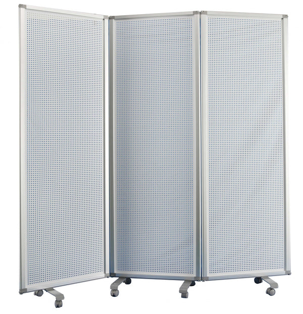 Homeroots 71" White Iron Folding Six Panel Screen Room Divider  Metal 348671