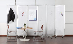 Homeroots 71" White Iron Folding Six Panel Screen Room Divider  Metal 348671