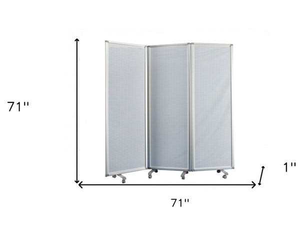 Homeroots 71" White Iron Folding Six Panel Screen Room Divider  Metal 348671