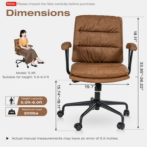 English Elm Brown Ergonomic Office Chair with Reclining Backrest Lumbar Support and Adjustable Arms W5382P440943