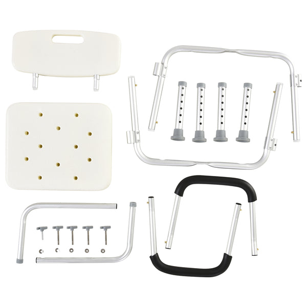 English Elm HOMCOM Adjustable Shower Chair with Removable Armrests, Lightweight Aluminum Bath Bench, Anti-Slip Seat W2225P173932