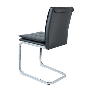 English Elm Modern Pu Leather Cantilever Dining Chairs Set of 4 with Steel Arc Frame for Kitchen Black And Silver W5123P454214