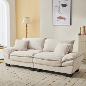 English Elm Corduroy Stylish Sleeper Sofa Loveseat with Dual-Layer Cushions & Two Support Pillows, Sturdy Frame Beige W676P184129