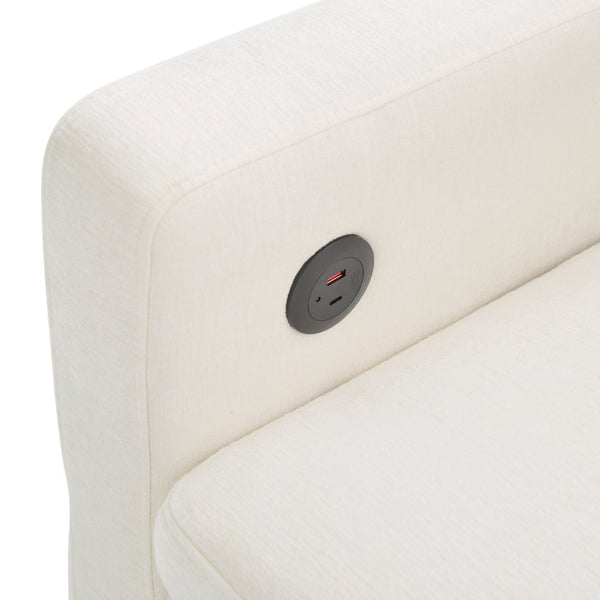 English Elm Convertible Chenille Sleeper Loveseat with Usb Ports and Reclining Backrest for Small Spaces Beige N719P390439A