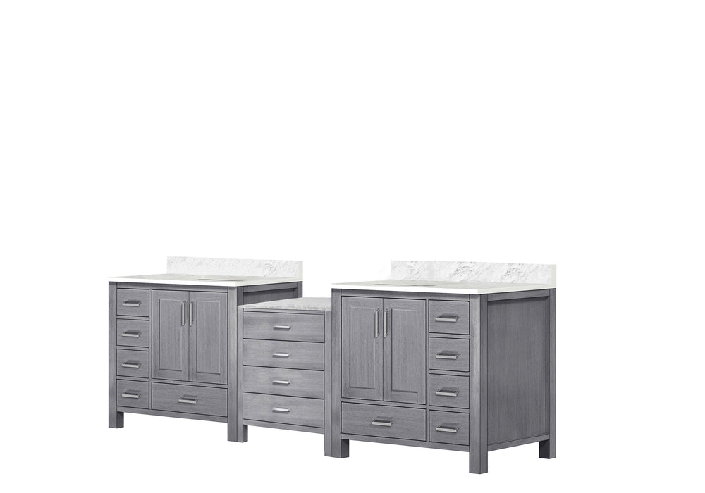 English Elm Distressed Grey Double Bath Vanity 92" W x 22" D with Carrara Marble Top, Solid Wood, Soft-Close Drawers B2731S00638