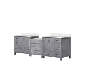 English Elm Distressed Grey Double Bath Vanity 92" W x 22" D with Carrara Marble Top, Solid Wood, Soft-Close Drawers B2731S00638