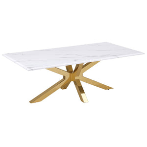 English Elm Maciel Sculptural Starburst Base Coffee Table with Faux Marble Top in Glam Gold B062S01683