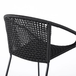 English Elm Snack Woven Rope Steel Stackable Dining Chairs Bistro Set of Two Modern Outdoor B2736P464890