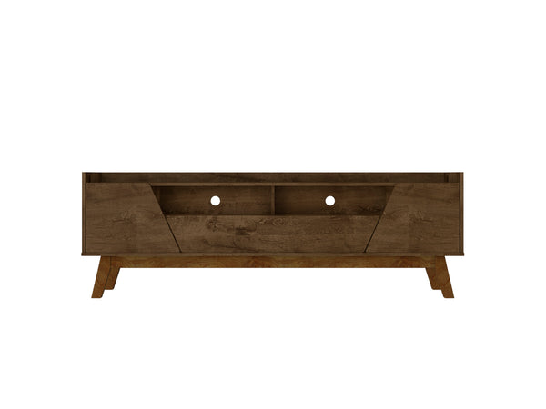 English Elm Marcus 71" TV Stand with Soft-Close Doors, Cable Management, Solid Pine Legs, 70" TV Ready Rustic Brown B365P397908