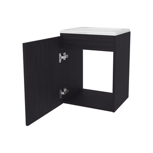 English Elm FM Modern Floating Bathroom Vanity with Integrated Sink and Soft-Close Door for Sleek Storage Wenge 24.4 L x 20.5 W x 11 H B128P293878