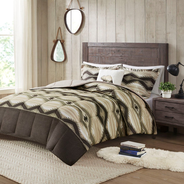 English Elm King Southwest-Inspired Comforter Set With Sherpa Bear Pillow – Cozy Lodge Style & Easy Care! B035P148498