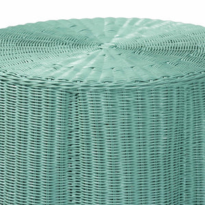 English Elm Scallop Handwoven Rattan Round Accent Table Coastal Boho Foyer or Sunroom B2750P467850