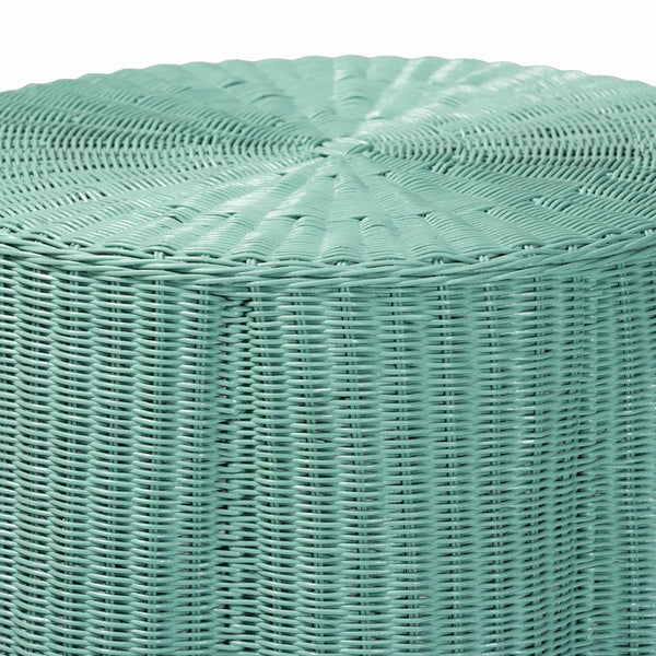 English Elm Scallop Handwoven Rattan Round Accent Table Coastal Boho Foyer or Sunroom B2750P467850