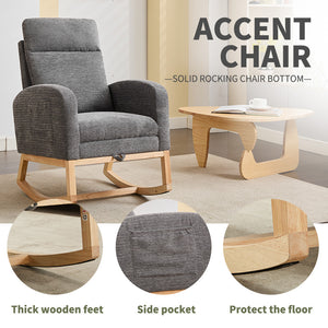 English Elm Modern Rocking Chair With Ergonomic Support, Stylish Upholstered Armchair For Nurseries & Living Rooms W2725P276952