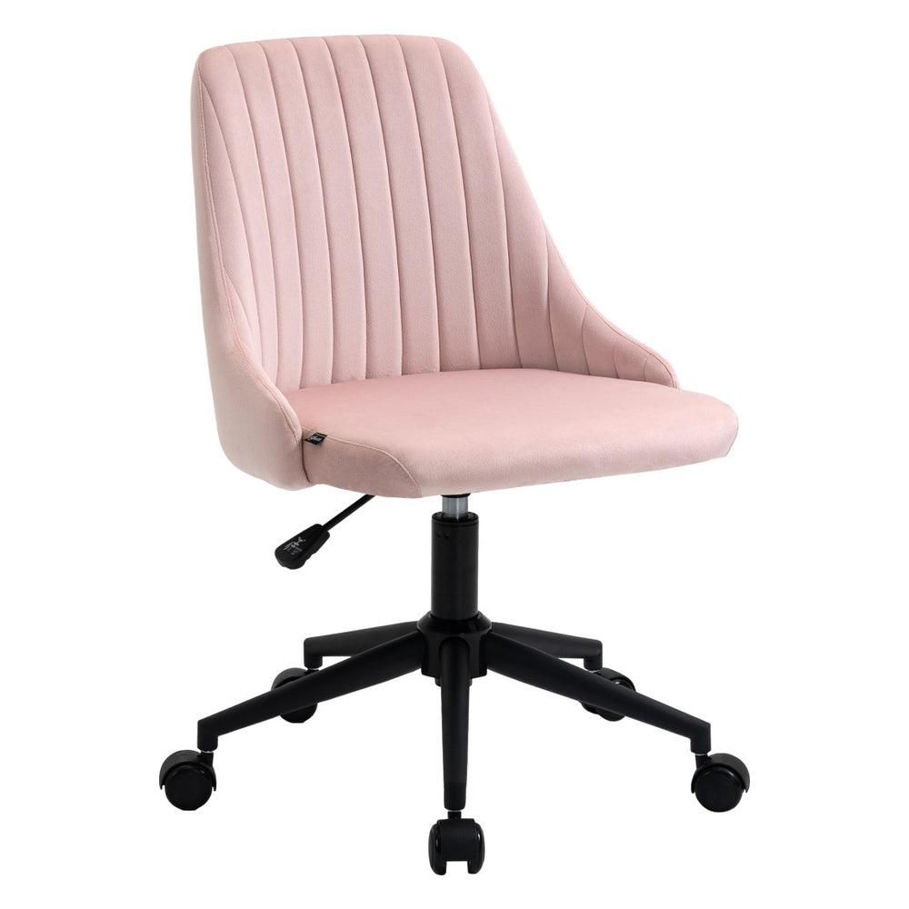 English Elm Vinsetto Elegant Velvet Mid-Back Office Chair, Scalloped Design Swivel Desk Chair For Home Use, Pink W2225P217492-GIGA