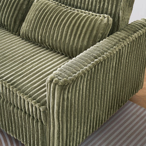 English Elm The pull-out corduroy sofa bed with convertible tabletop and USB charging ports for living room comfort Green W1278P248128