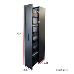 English Elm Black Slim Rolling Kitchen Cart Six Tier Pantry Organizer for Narrow Spaces W331P372820