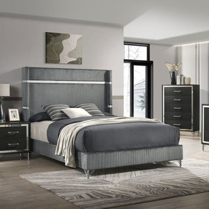 English Elm Malcolm Glam 2-Drawer Nightstand with Chrome & Acrylic Accents, Black Finish, Decorative Legs, Storage B062P378331