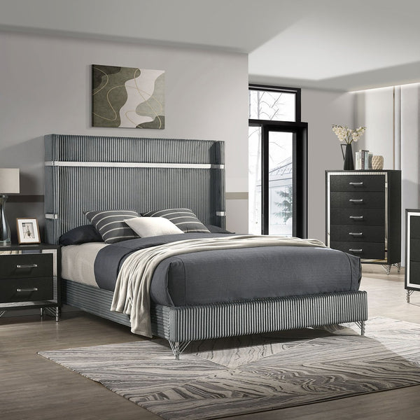 English Elm Malcolm Glam 2-Drawer Nightstand with Chrome & Acrylic Accents, Black Finish, Decorative Legs, Storage B062P378331