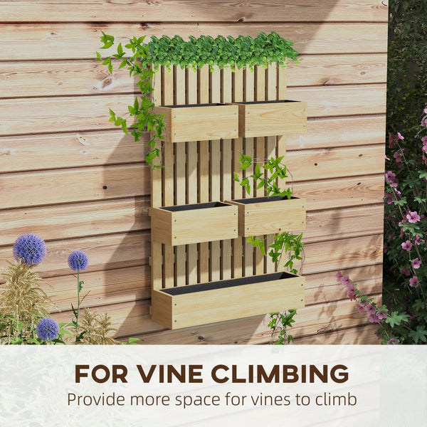 English Elm Outsunny 5-Box Vertical Garden Bed With Adjustable Trellis For Climbing Plants & Flowers, 39" Tall W2225P174435-GIGA