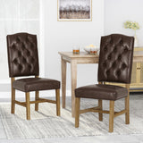 Christopher Knight Home® - Noble House - Hyvonen Contemporary Upholstered Tufted Dining Chairs, Dark Brown And Natural - Set Of 2