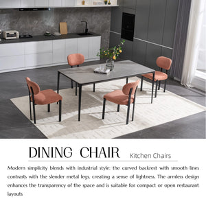 English Elm Modern Boucle Tufted Dining Chairs Set of 2 Mid-century Matte Leg Kitchen Seating Black,Orange W3244P296984