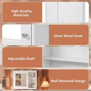 English Elm 36'' Modern Medicine Cabinet Wall Mounted Mirror with Adjustable Shelf, MDF Durable Storage, White N710P322791K
