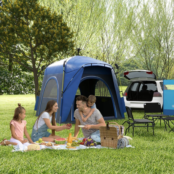 English Elm Outsunny 4 Person Hydraulic Pop up Camping Tent with Ventilated Windows Carry Bag W2225P229407
