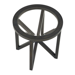 English Elm Modern Round Glass Coffee Table With Solid Wood Base - Stylish Minimalist Design For Every Space W487P317844