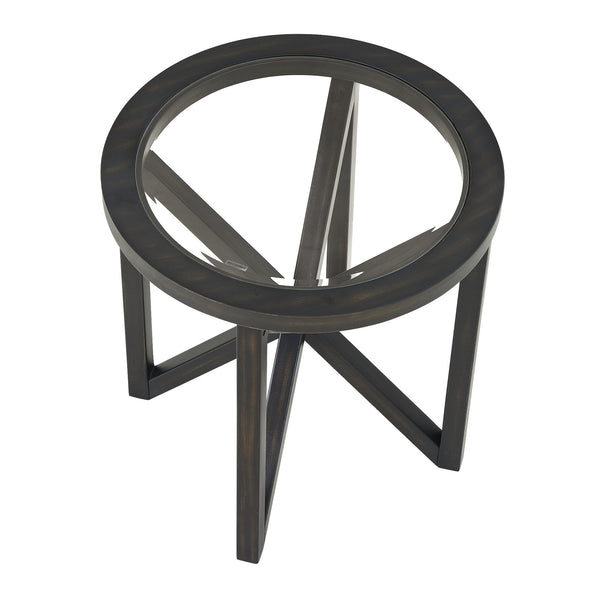 English Elm Modern Round Glass Coffee Table With Solid Wood Base - Stylish Minimalist Design For Every Space W487P317844