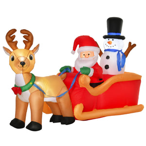 English Elm HOMCOM Inflatable 6ft Snowman with Christmas Tree Lawn Decor, Bright LED Lights and Wind Stakes Red W2225P249953