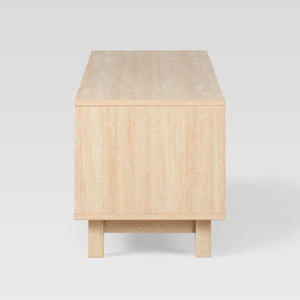 Arundo Mid-century Modern 70" TV Stand with Fluted Doors, Open Storage & Coastal Oak Finish