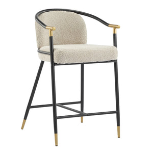 English Elm Christopher Knight Home® - 26" Upholstered Counter Stool Set of 2 with Bouclé Fabric and Iron Frame, Contemporary Comfort and Style Almond,Black+Gold N771P288863V